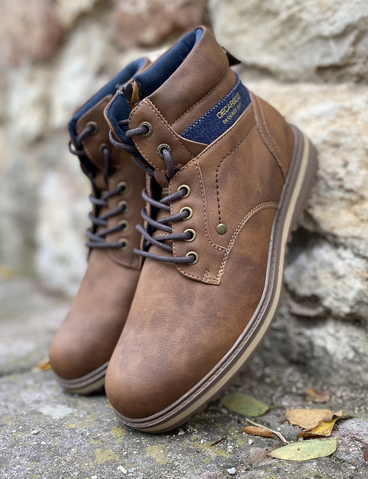 Ανδρικά καφέ αρβυλάκια από δερματίνη με κορδόνια Y173 φωτογραφία